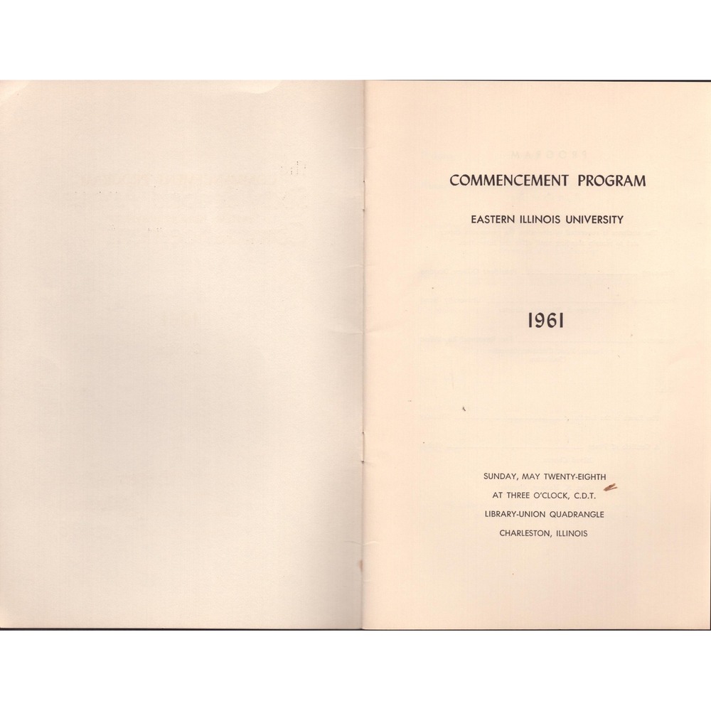 1961 Eastern Illinois University 62nd Commencement Program Charleston IL Vintage - Picture 3 of 3